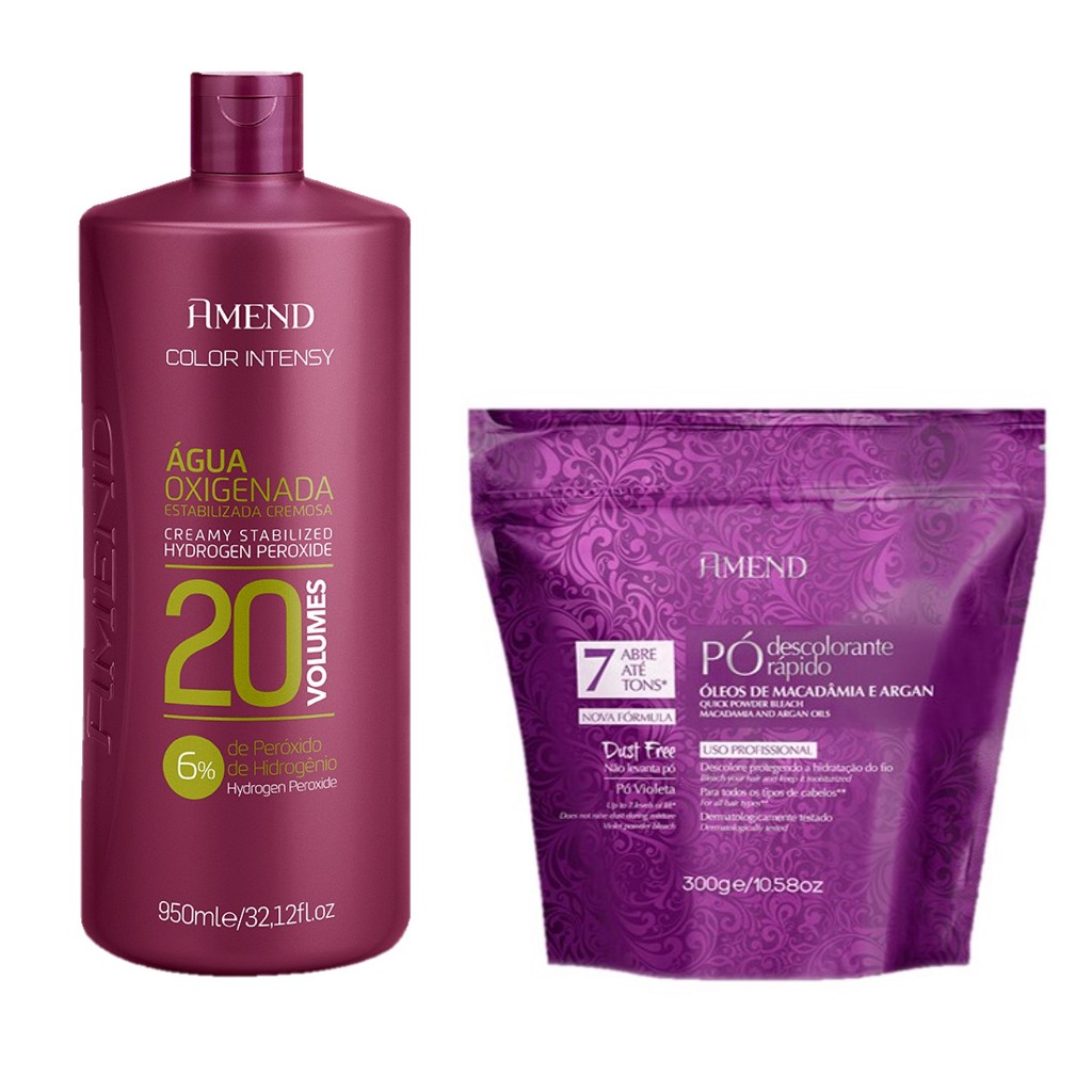 Amend kit Água Oxigenada Color Intensy 20 volumes 950ml + Pó Óleos de Macadâmia e Argan 300g - Beauty