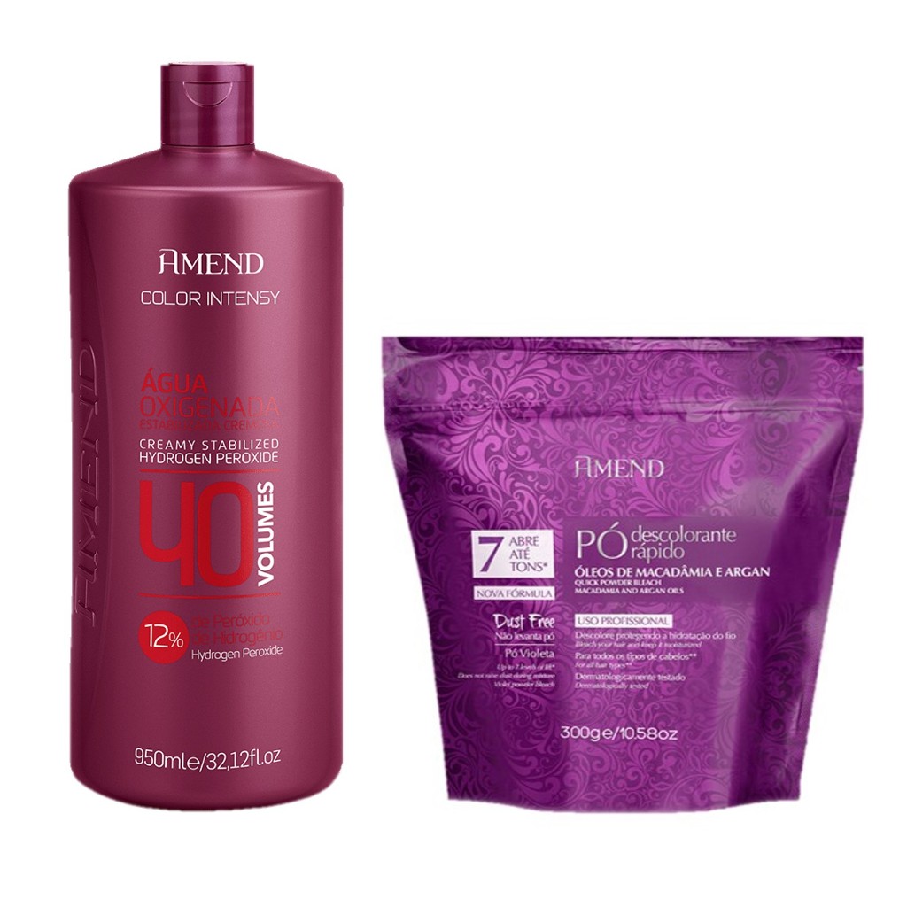 Amend kit Água Oxigenada Color Intensy 40 volumes 950ml + Pó Óleos de Macadâmia e Argan 300g - Beauty