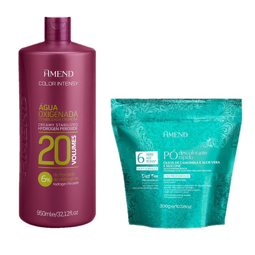 Amend KIT OX Color Intensy 20 volumes 950ml + Pó Óleos de Camomila e Aloe vera e Silicone 300g