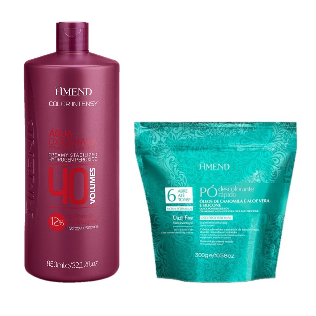 Amend KIT OX Color Intensy 40 volumes 950ml + Pó Óleos de Camomila e Aloe vera e Silicone 300g