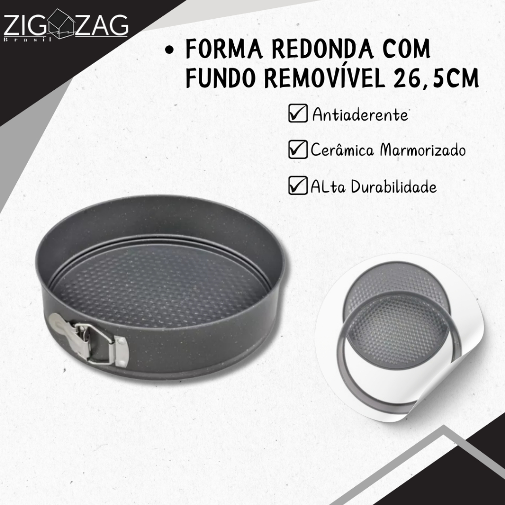 Forma De Bolo com Fundo Removível, Antiaderente - 26,5cm - Home & Living