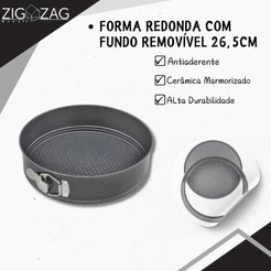 Forma De Bolo com Fundo Removível, Antiaderente - 26,5cm