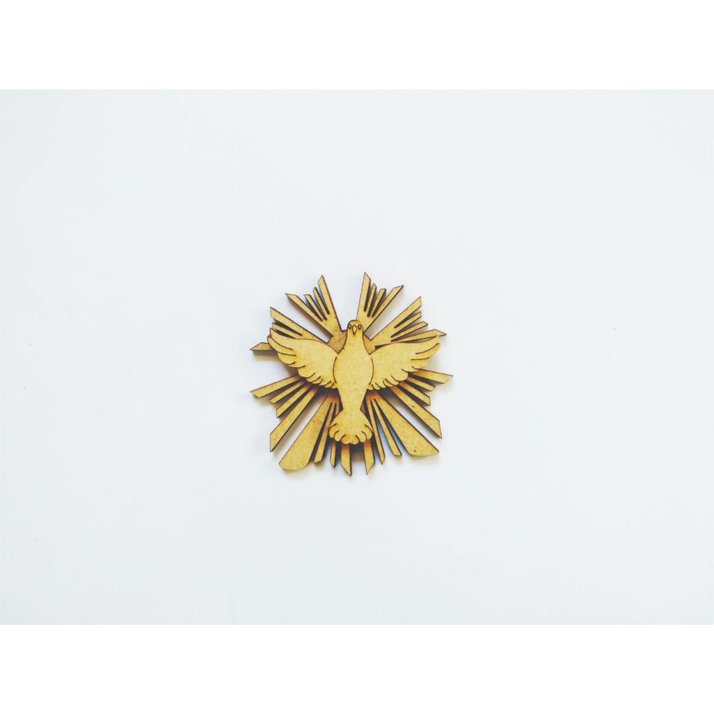 Pomba Espírito Santo Aplique Artesanato MDF Cru 6x6cm Pacote 10 peças