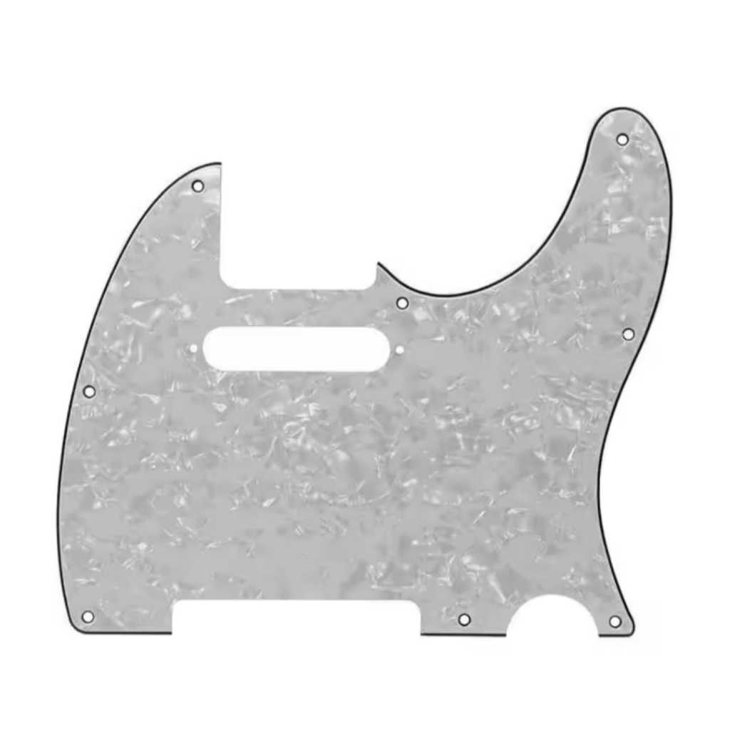 Escudo Guitarra Telecaster BRANCO PEROLADO 3 Camadas 8 FUROS
