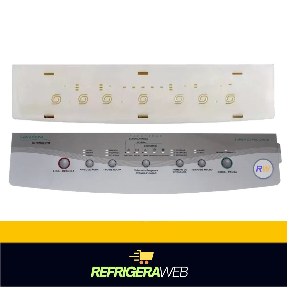 Kit, Adesivo + Painel Compativel  Brastemp Bwf24a Inteligent 7kg Super Capacida