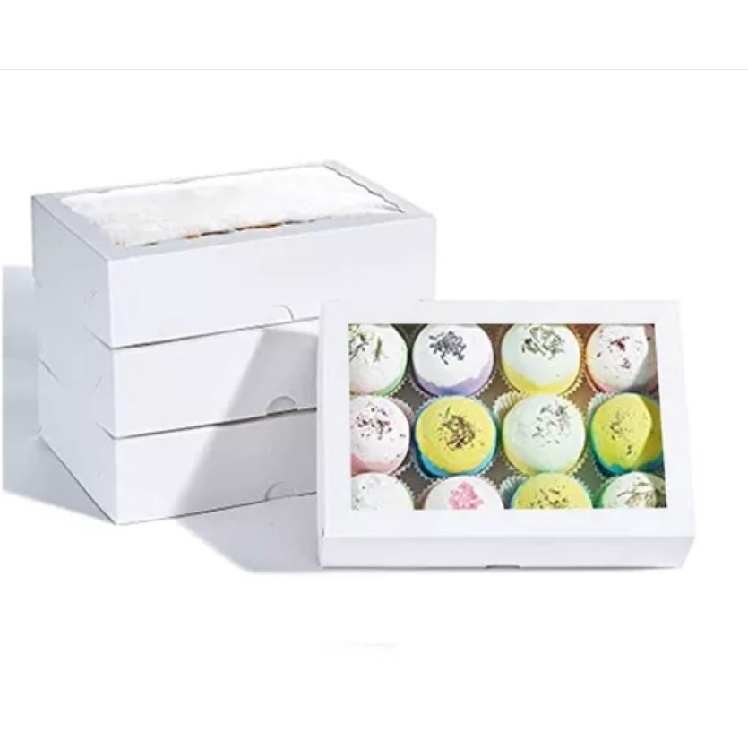 Kit 10 Caixas para 12 docinhos Brigadeiros Trufas com Visor - Branco