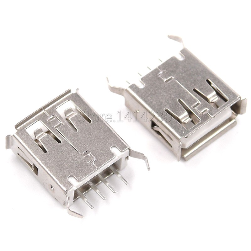 Conector Usb 2,0 Fêmea Vertical com borda