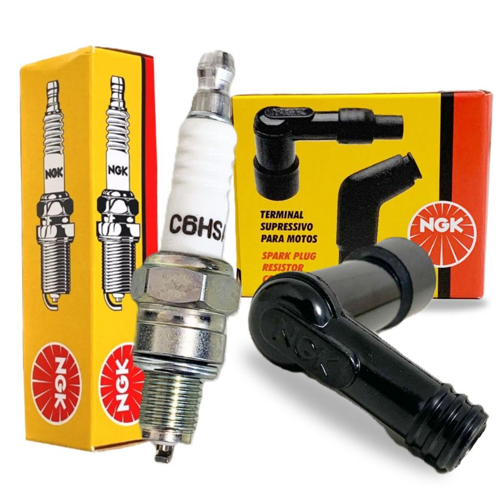 Vela de Ignição + Cachimbo Biz 100 Ngk em Oferta na Shopee