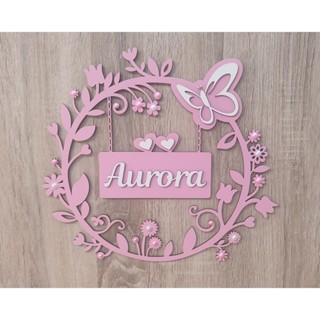 Porta Maternidade Guirlanda enfeite de porta Mdf Personalizada Tema Borboleta 30cm em Oferta na Shopee