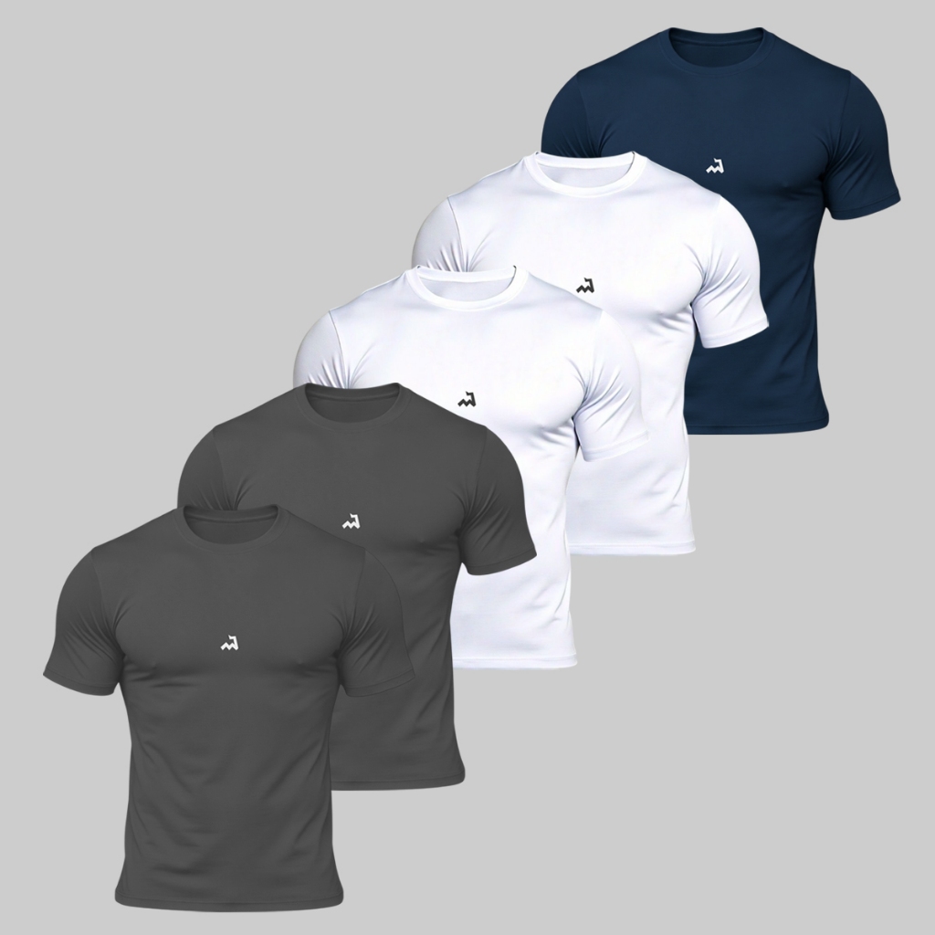 Kit 5 Camiseta Dry Fit Masculina Fitness Academia Corrida Poliester Treino Proteção UV Anti Odor