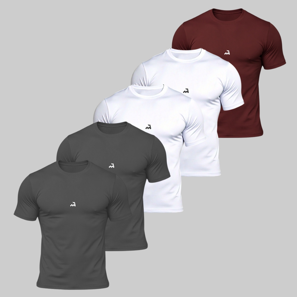 Kit 5 Camiseta Dry Fit Masculina Fitness Academia Corrida Poliester Treino Proteção UV Anti Suor