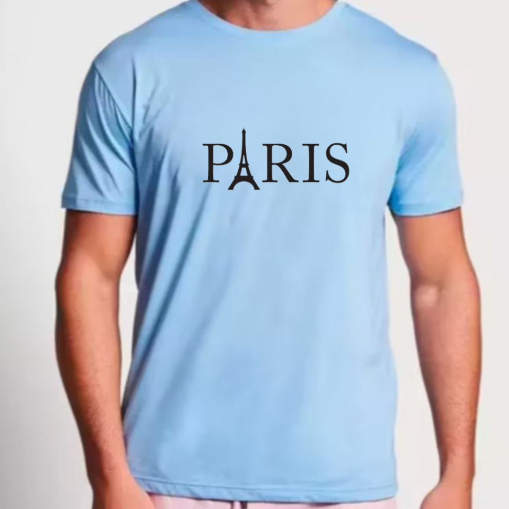 Camiseta Paris Masculina Gola Redonda Camisa Básica Masculina Feminina 100% Algodão