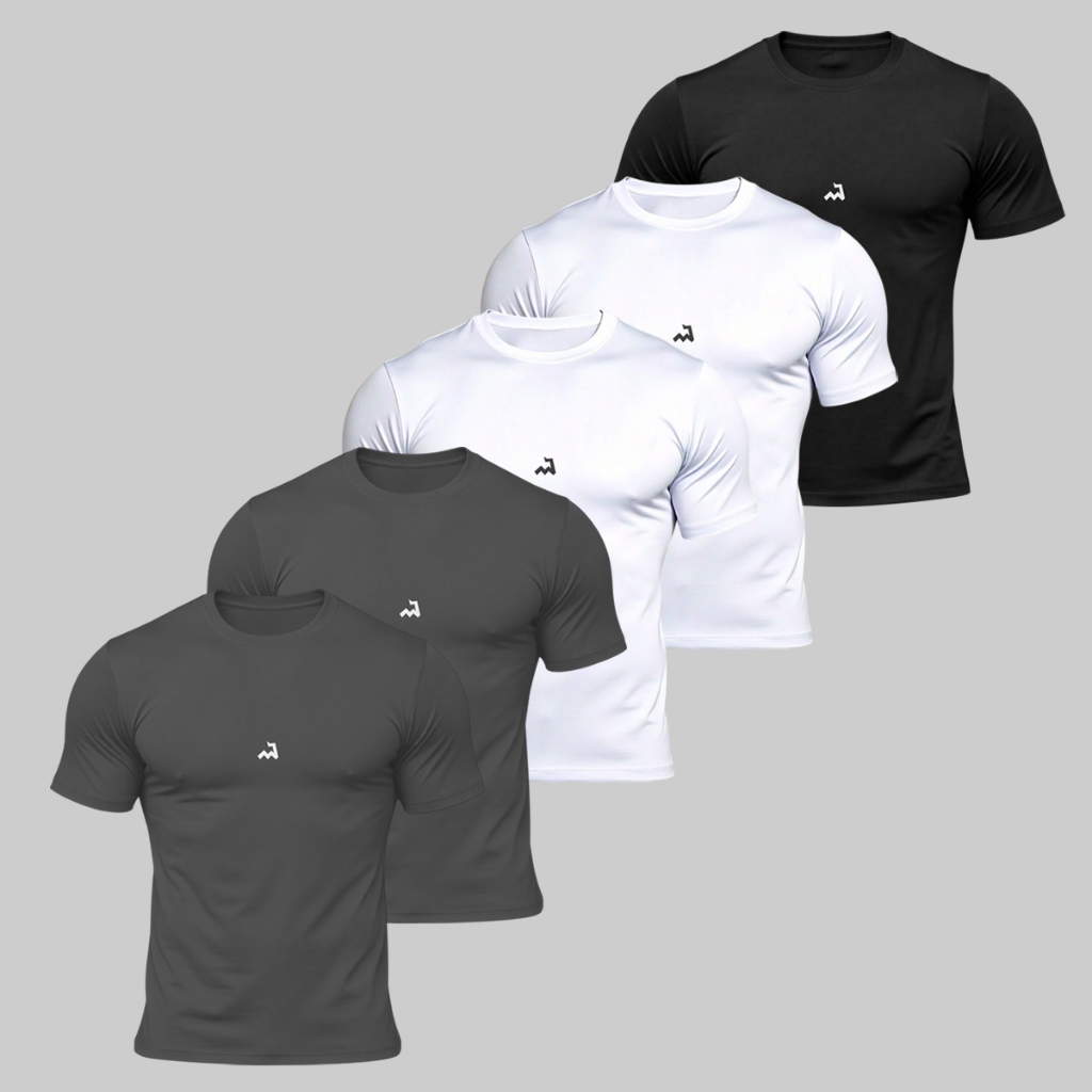 Kit 5 Camiseta Dry Fit Masculina Fitness Academia Corrida Poliester Treino Proteção UV Anti Suor