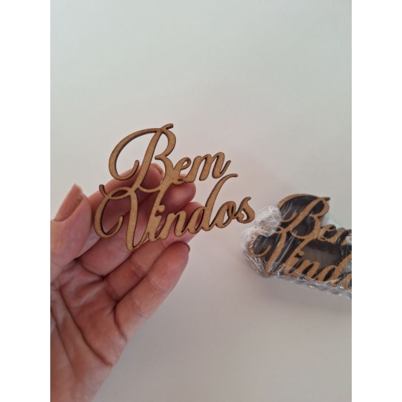 Kit 10 aplique Palavra Bem Vindos, em mdf cru, artesanato, guirlanda, porta, decoração em Oferta na Shopee