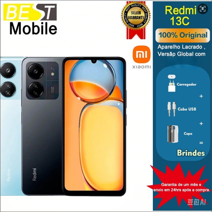 Celular Xiaomi Redmi 13C 4G 256GB e 128GB Versão Global com Nota Fiscal