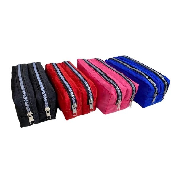 estojo tactel unissex 2 zipers escolar reforçado em Oferta na Shopee