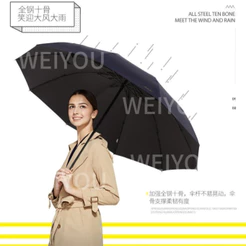 Guarda-chuva duplo extra grande todo preto e protetor solar colorido UV para chuva e sol