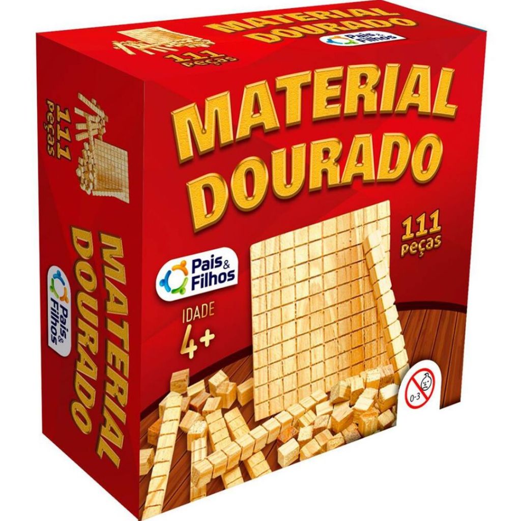 Jogo Pedagógico Educativo Material Dourado em Madeira - 111 peças em Oferta na Shopee