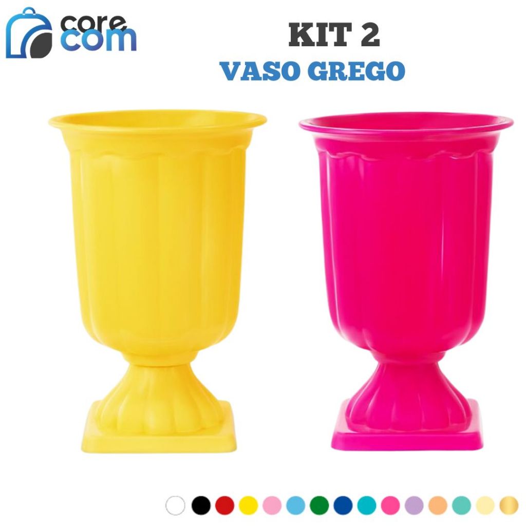 Kit 2 Vaso Grego (19x9 cm) - Várias Cores em Oferta na Shopee