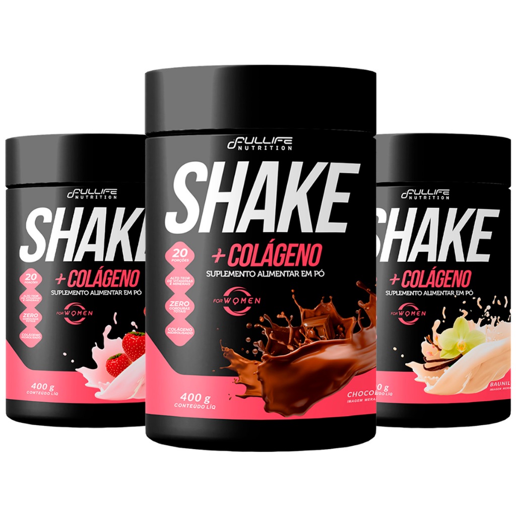 Kit Shake Substituto De Refeição Zero Açúcar Com Colágeno Fullife 3 Unidades