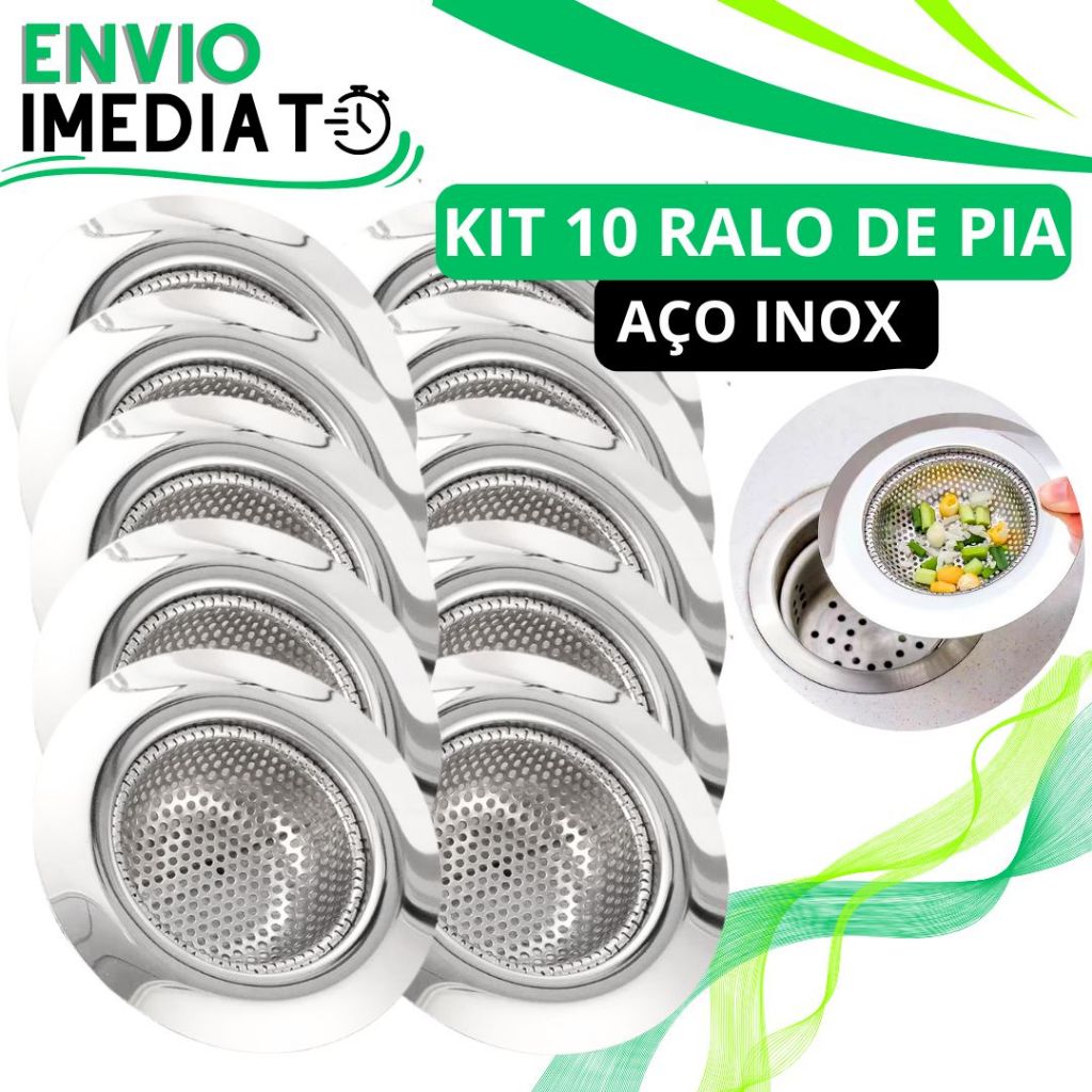 KIT 10 Ralo de Pia 100% Aço Inox Protetor de Pia Cuba para Casa Cozinha Restaurante Buffet Ralinho Não Enferruja