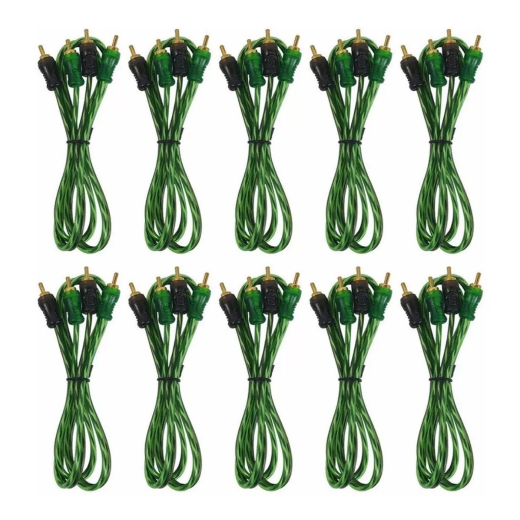 10 Cabo Rca 1 Metro 200 Pro Technoise Injetado Verde 4mm Automotivo