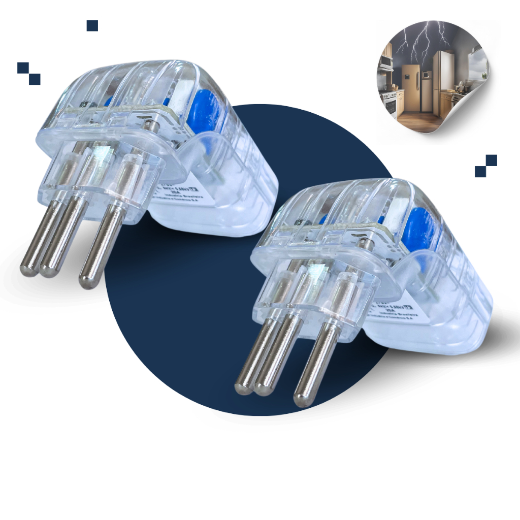 Kit 2 Dps Pocket Fit 3P 20A Protetor Elétrico Anti Raio Clamper Contra Surtos Oscilações Quedas Pico