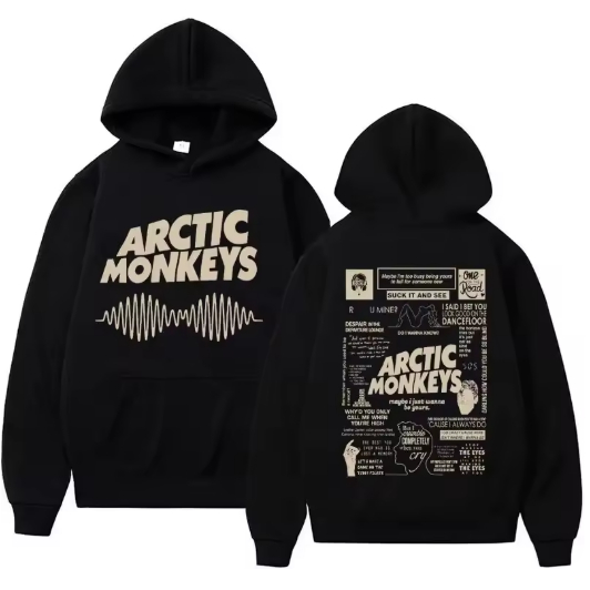 Moletom Canguru Blusa de frio com capuz Algodão Unissex Inverno Casaco arctic monkeys