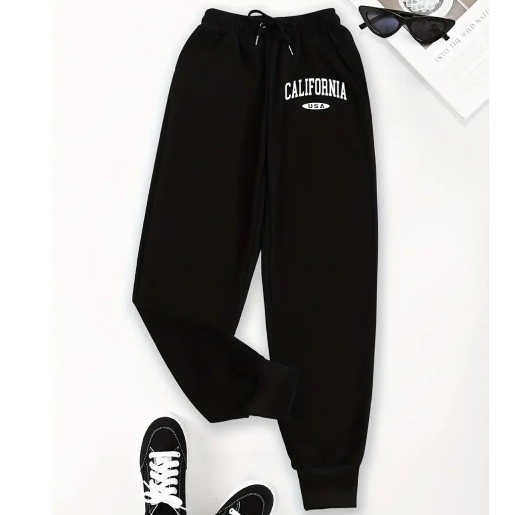 Calça Moletom Streweeatr Califórnia Escolar Estilo Adolescente Confortável