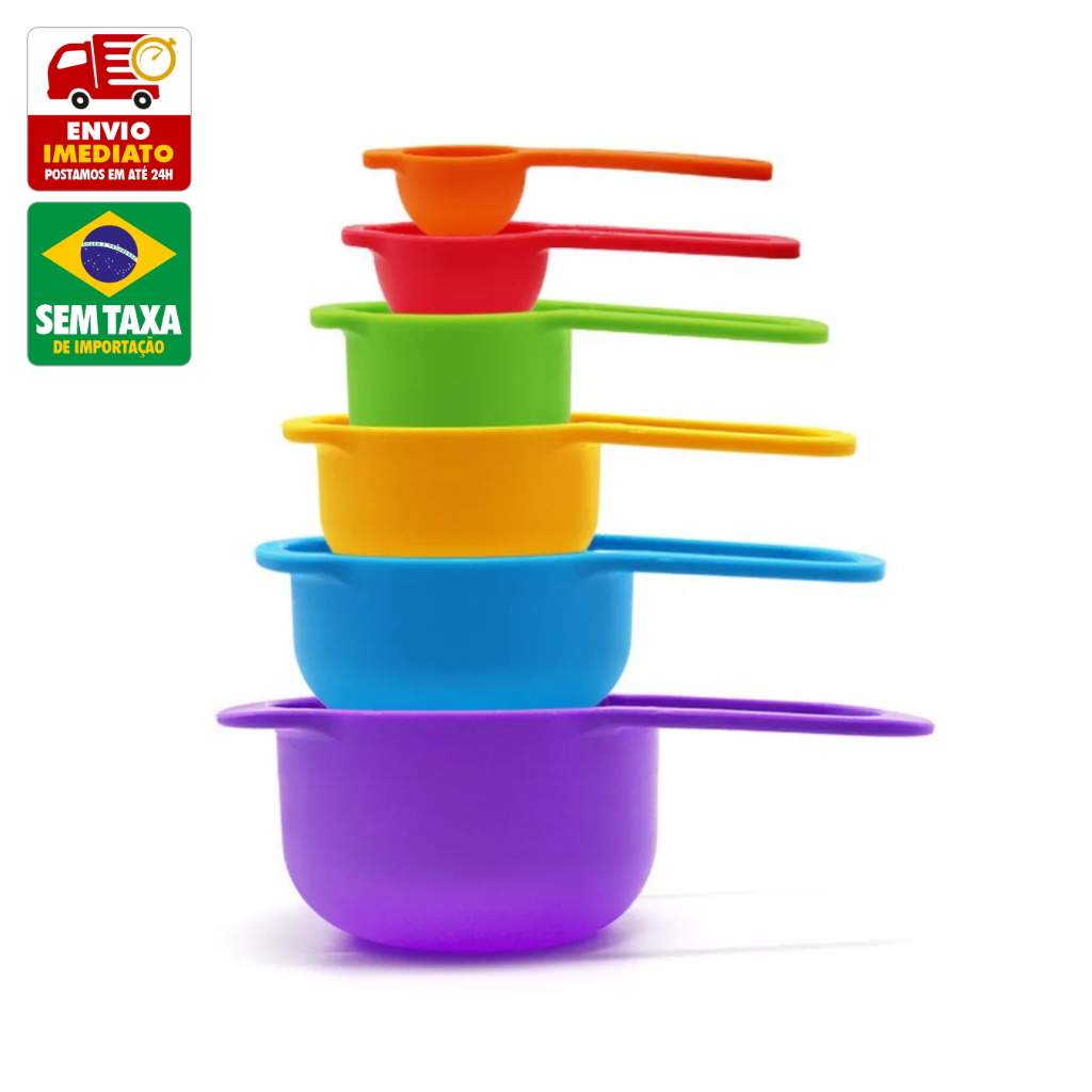 Kit Medidores Dosadores Cozinha Colorido 6 Tamanhos Petrin RD1230-1 em Oferta na Shopee