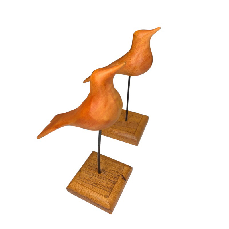 Kit 2 Esculturas Pássaro  de Madeira Decoração 17x5cm em Oferta na Shopee