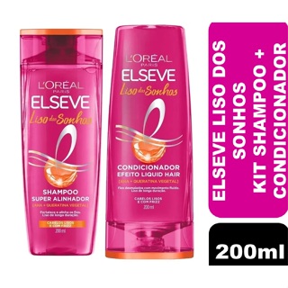 Kit Liso dos Sonhos Super Alinhador Shampoo + Condicionador 200ml Elseve Loréal Paris em Oferta na Shopee