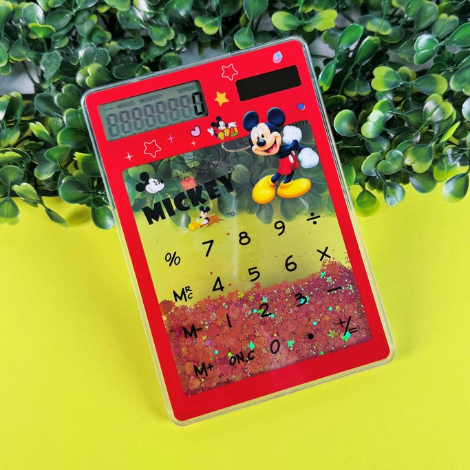 Mini Calculadora Transparente C/Glitte Mickey Mouser Solar JHD-218-1 em Oferta na Shopee