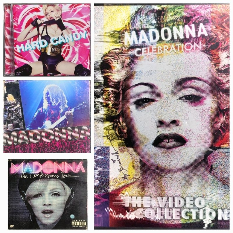 CDs e DVDs Madonna: The Confessions Tour, Sticky &Sweet Tour, Video Collection e Hard Candy