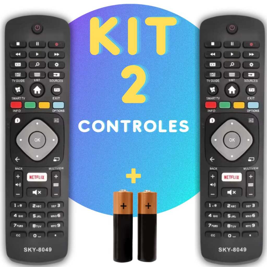 Kit 2 Controle Remoto Tv Philips Lcd Led Smart Com Netflix 8049 em Oferta na Shopee