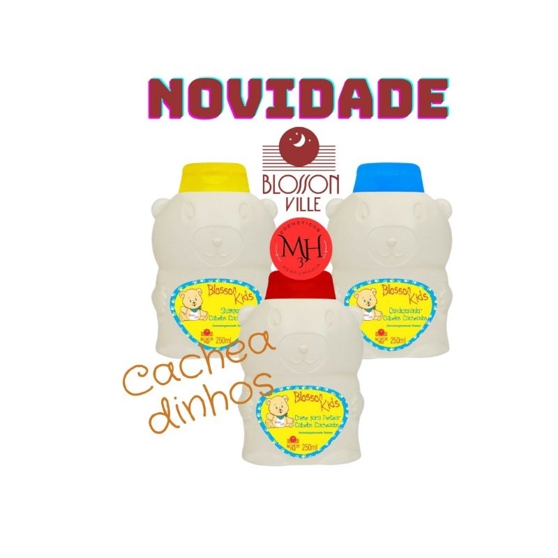 Shampoo + condicionador + Creme para pentear Cabelos Cacheados 250ml (cada) Blosson Ville