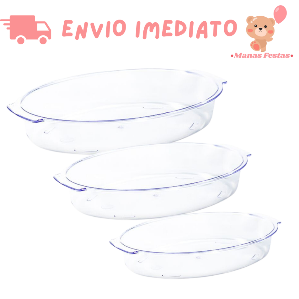 Kit 3 Travessas Oval ( Pequena, Media, Grande) Resistente Travessa de Cozinha