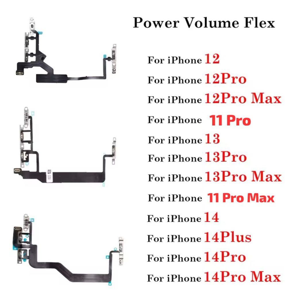 Flex Botão Power VOLUME Flash Compatível iP 11PRO/11PM/12/12PRO/12PM/13/13PRO/13PM/14/14PRO/14PLUS/14PM