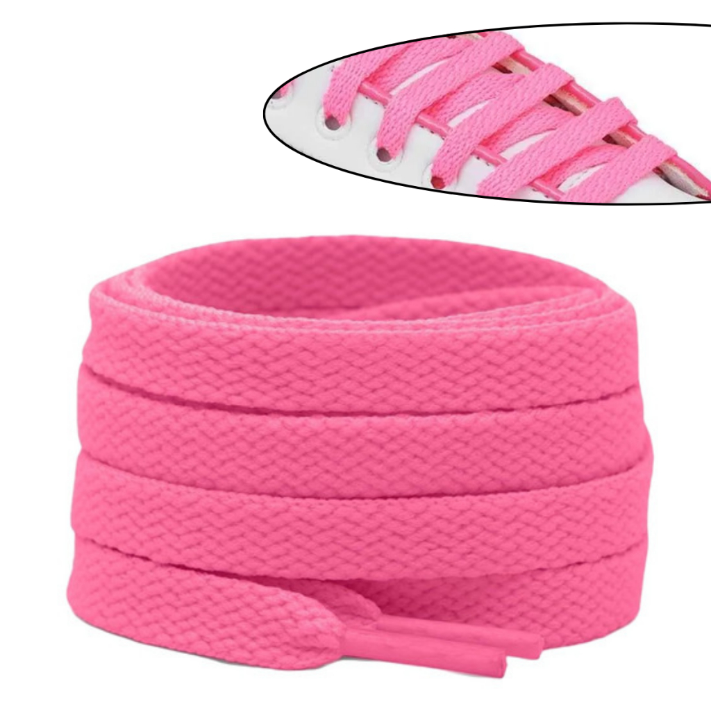 Par Cadarço para Tênis Feminino Masculino  ROSA PINK NEON 120cm Barbante Multiuso Blusa Saia Bermuda