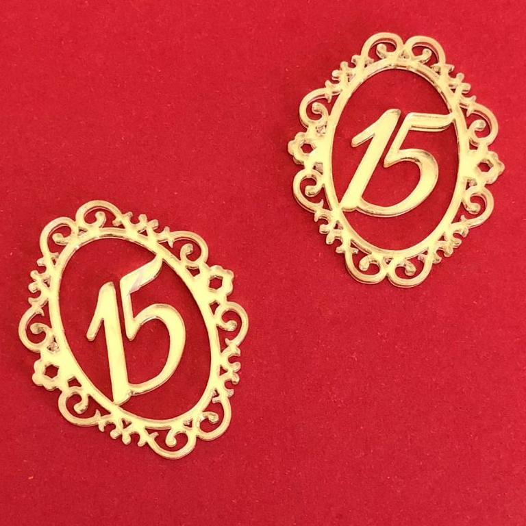Aplique 15 Anos em Acrílico Espelhado Dourado 4 cm - Para Personalizados, Lembrancinhas e Artesanatos em Oferta na Shopee