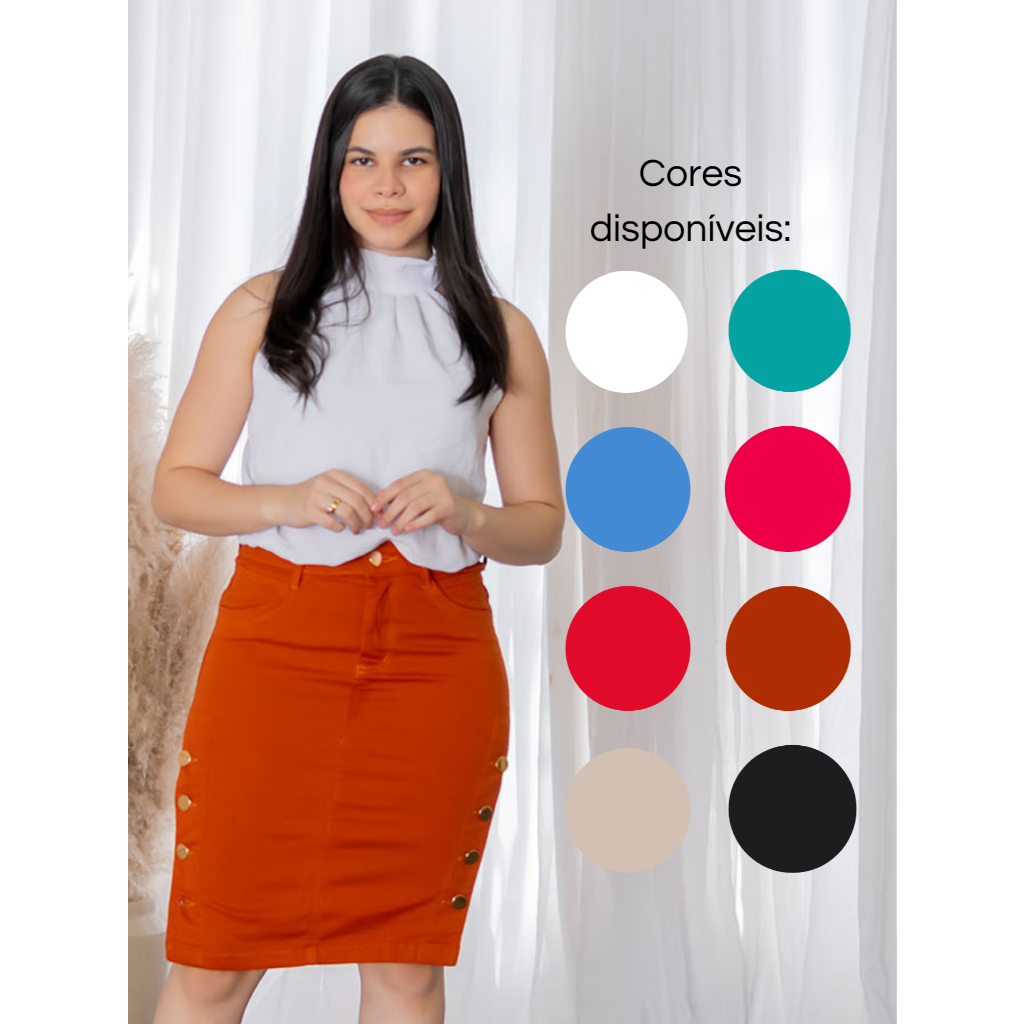 Saia evangelica Casual Feminina Midi Elegante em Oferta na Shopee