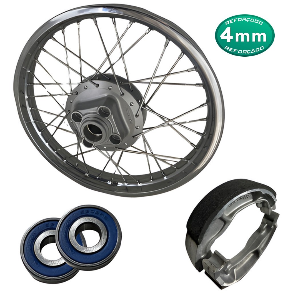 Roda Traseira Cg 83/89 Today Titan 125 95 á 99 Com Rolamento + Lona de Freio