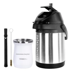 Kit Tereré Chacal Garrafa Térmica Copo Bomba 2.5L - Seu Nome