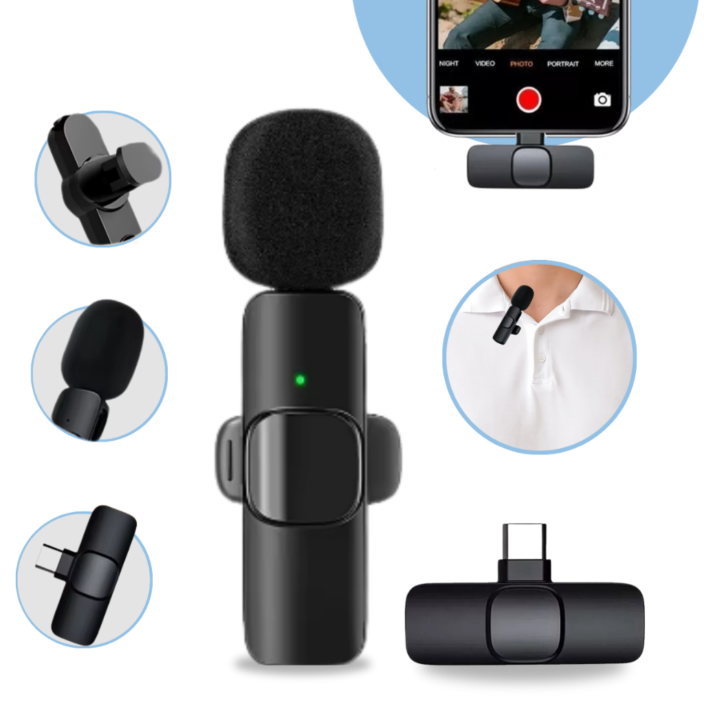 Microfone De Lapela Sem Fio Vlog Tipo C P/ Celular Android iPhone Plug Áudio Som Profissional em Oferta na Shopee