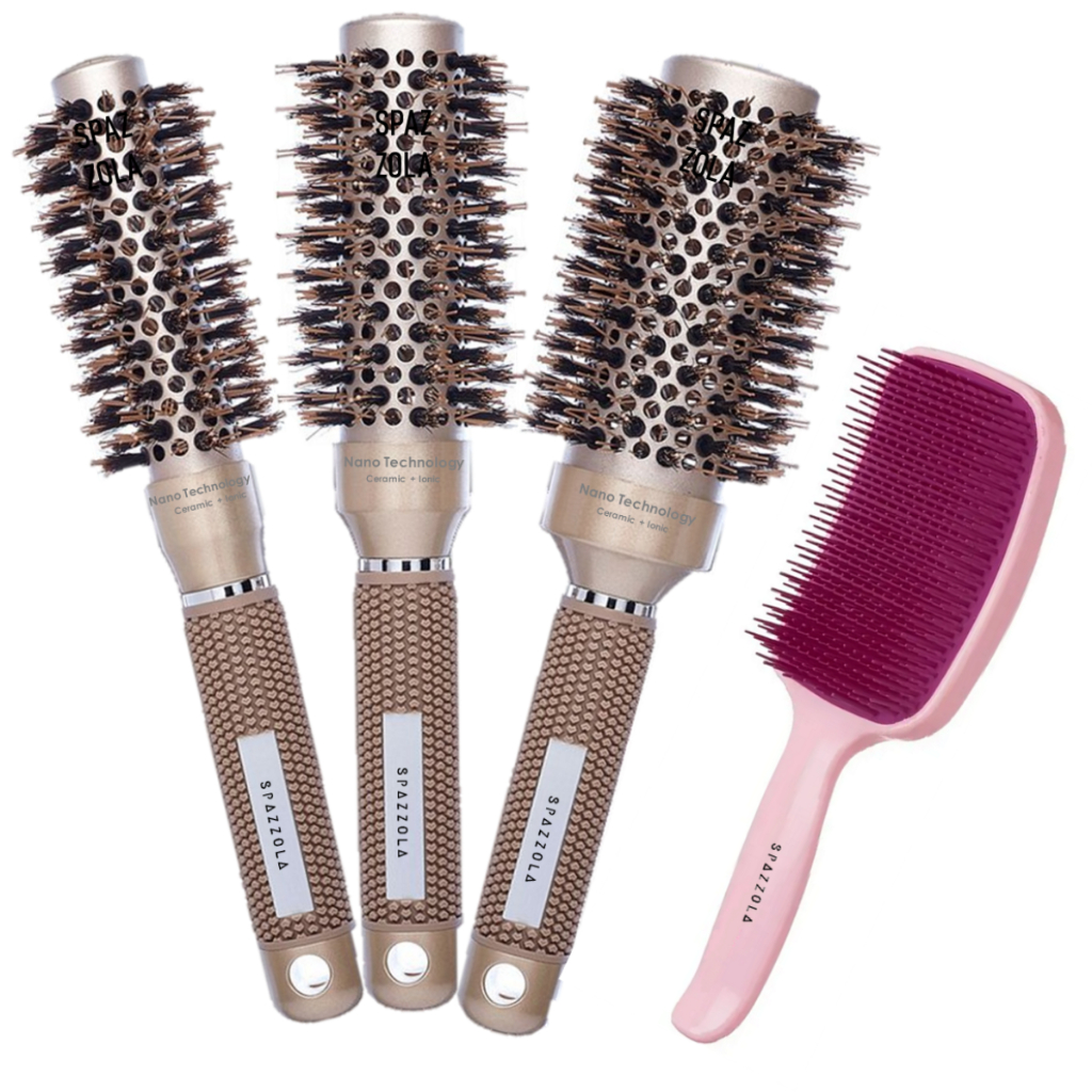 3 Escova Profissional Cerda de Javali Vazada + Raquete em Oferta na Shopee