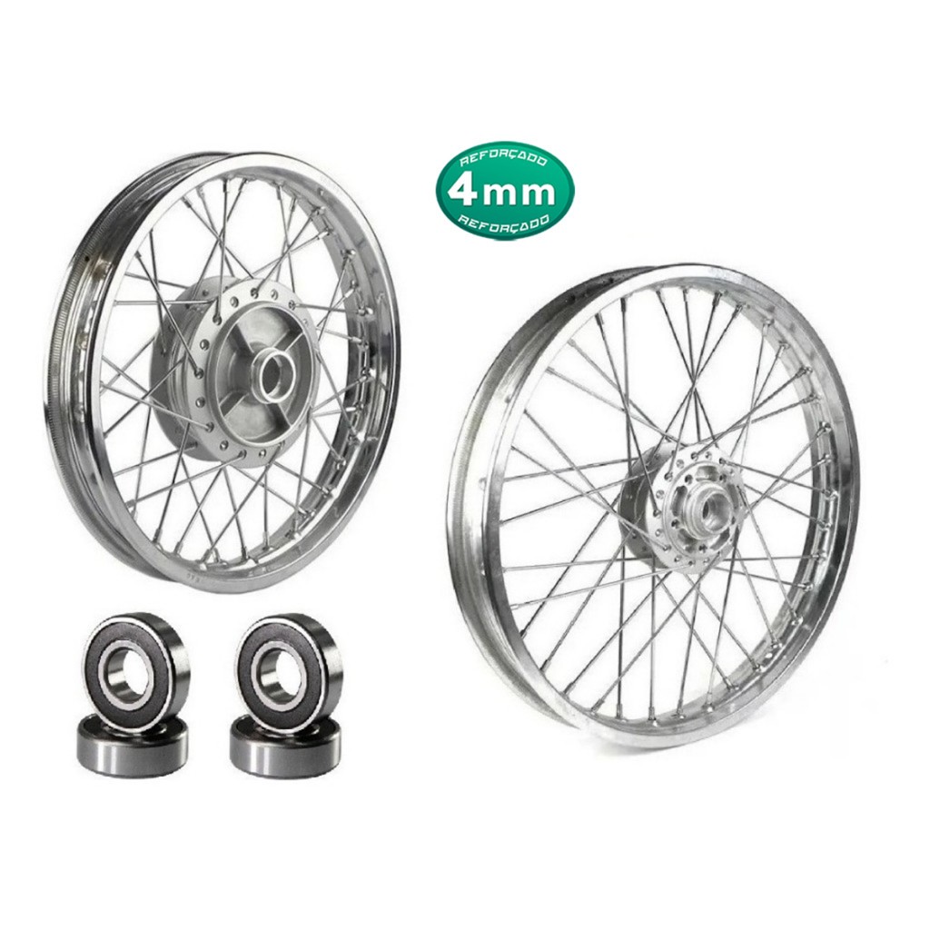 Par Roda AroRaio 4mm Cromado Cg Fan Titan 150 Freio Á Disco Com Rolamentos