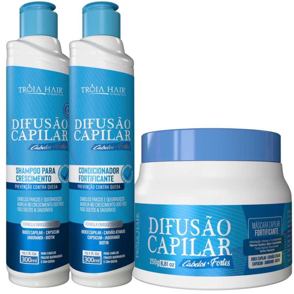 Kit Crescimento e Anti Queda - Difusão Capilar Troia Hair