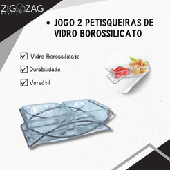 Jogo de 2 Petisqueiras de Vidro Borossilicato