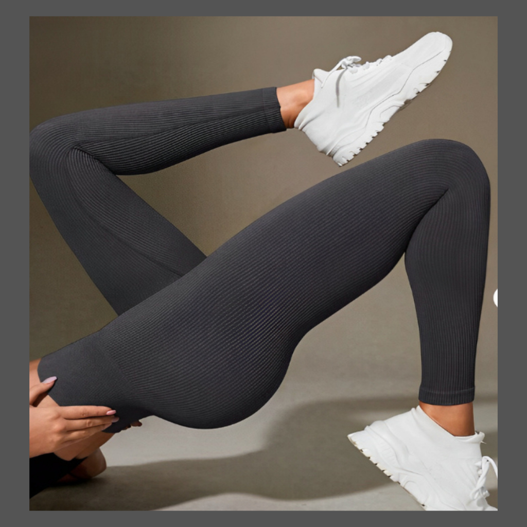 Calça Legging Canelada de Cintura Alta Com Costura Realça Bumbum para Academia Feminina, Elástica e Fitness em Oferta na Shopee