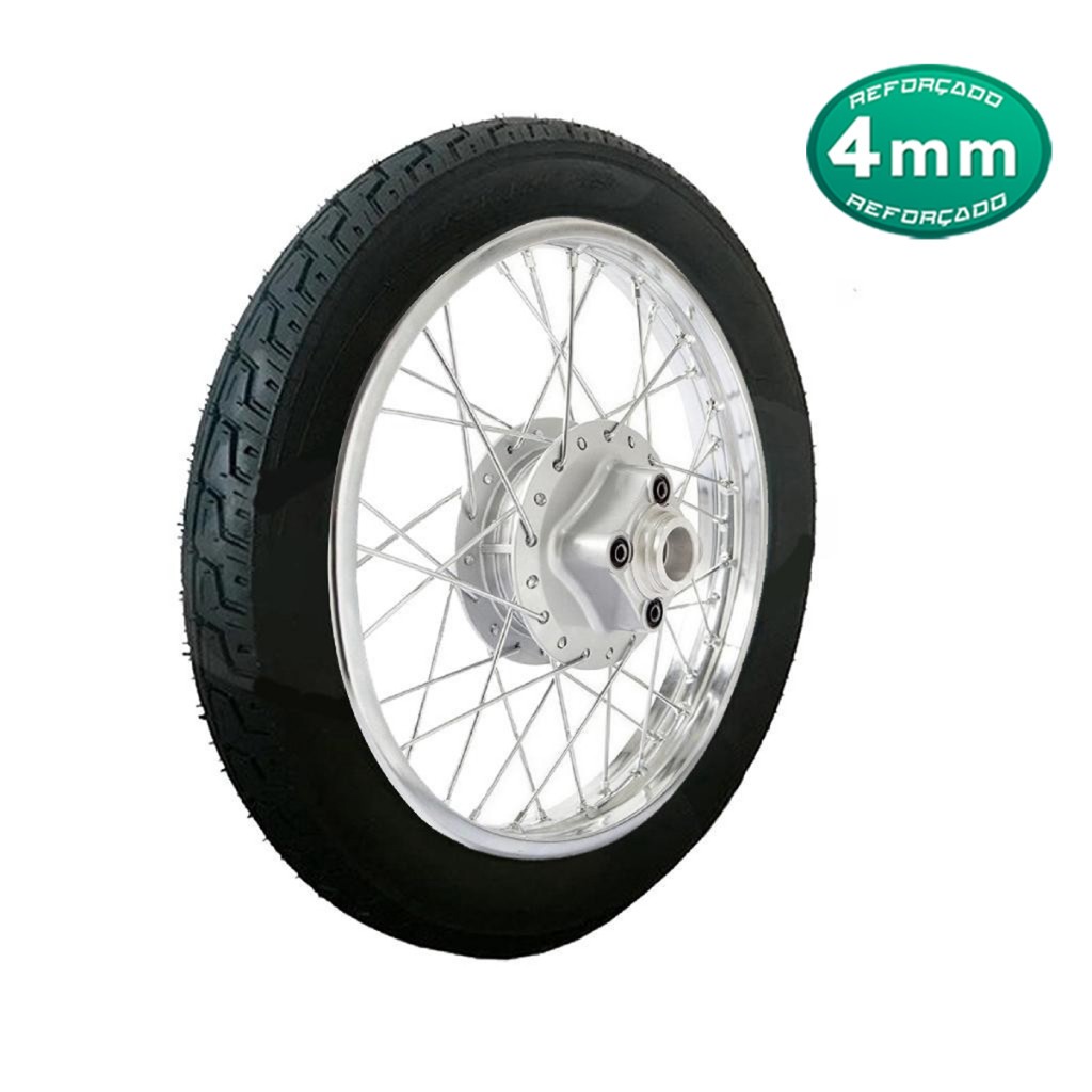 Roda Aro Calha Traseira Titan Fan 125 2000 á 2008 4mm Pneu Camara Montado Freio á Lona